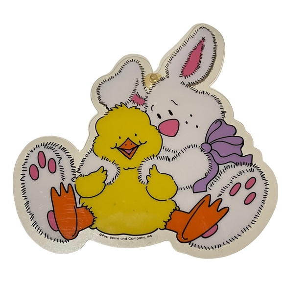 Vintage Russ Berrie Easter Bunny Chick Die Cut Plastic Suction Cup Window Clings - Picture 3 of 5